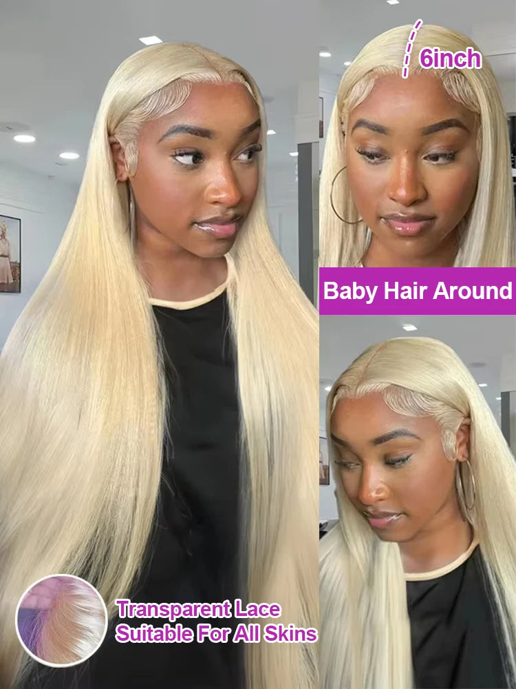 HD Transparent 613 Blonde Straight 200 Density 13x4 13x6 Lace Front Human Hair Wigs For Women Brazilian Full Lace Frontal Wig