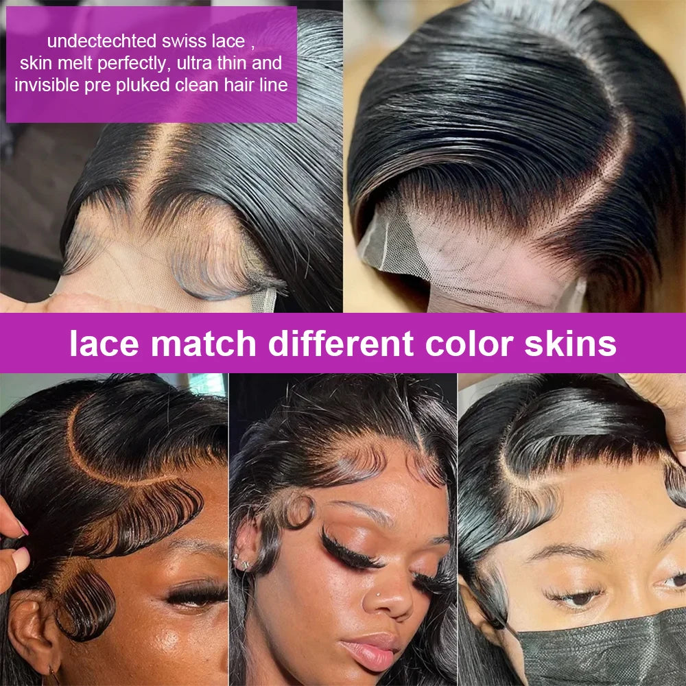 40 46 Inch 13x4 HD Lace Front Wig Brazilian Bone Straight Human Hair Wig For Women 300 Density 13x6 Transparent Lace Frontal Wig