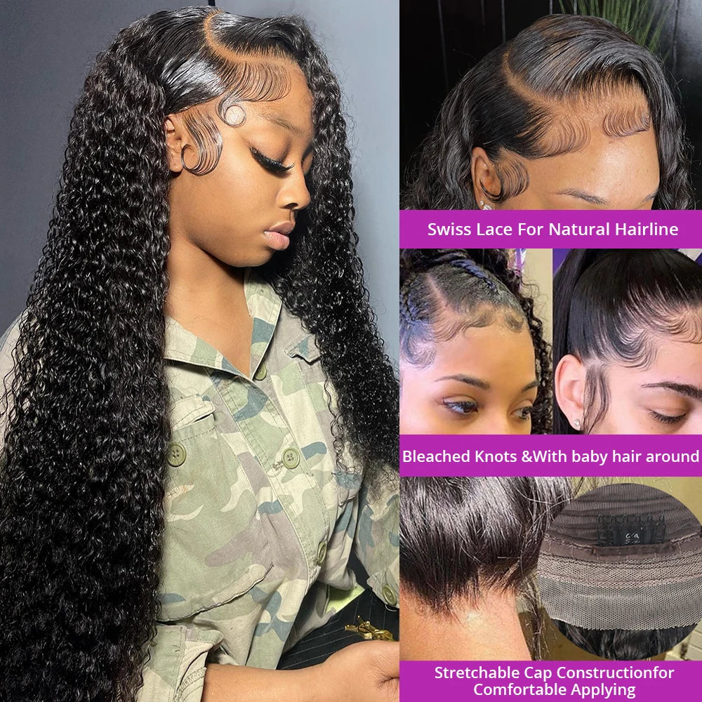 Deep Wave Hd Lace Front Human Hair Wig 250% Density