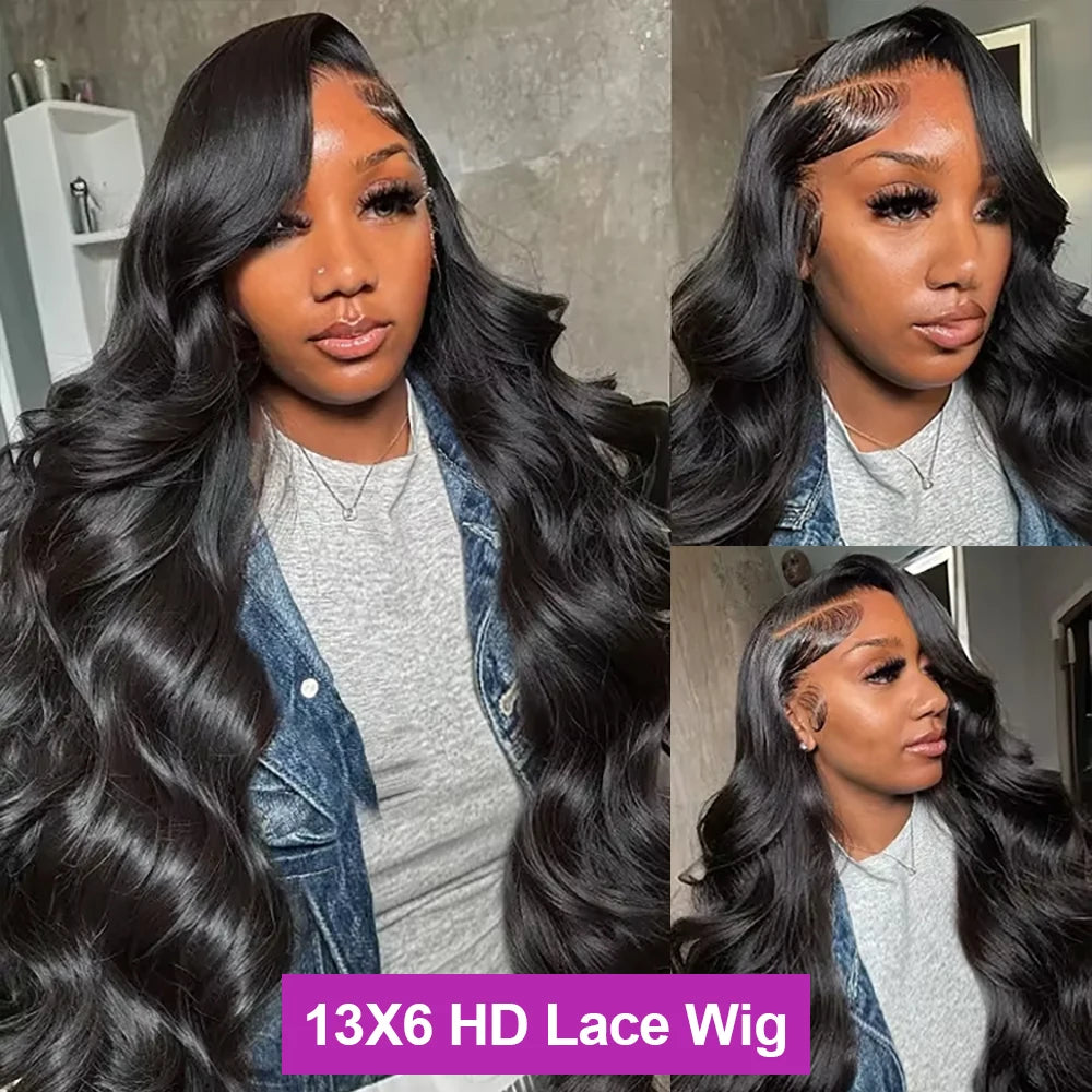40 Inch Body Wave 13x6 360 Lace Front Human Hair Wigs Brazilian Water Wavy 300% Density Water Wavy HD Lace Frontal Wig For Women