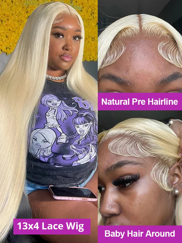 HD Transparent 613 Blonde Straight 200 Density 13x4 13x6 Lace Front Human Hair Wigs For Women Brazilian Full Lace Frontal Wig