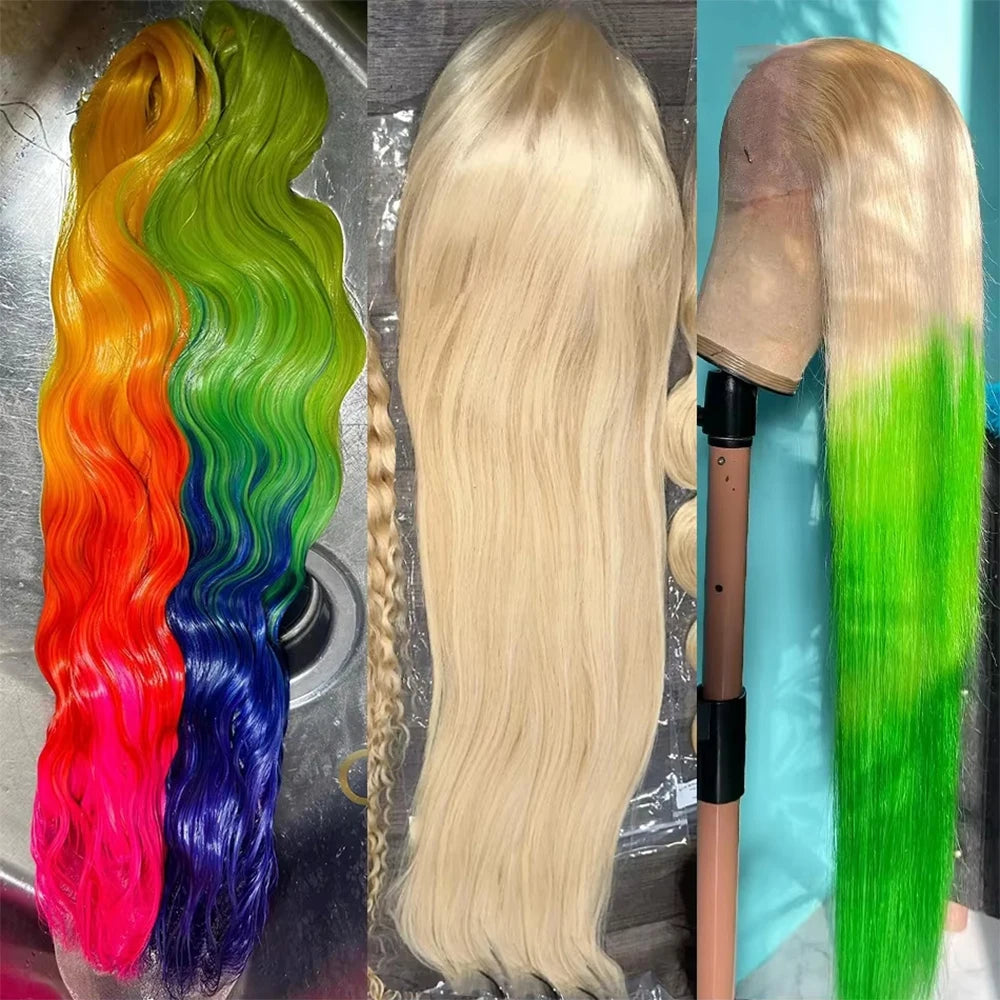13x6 HD Transparent 613 Blonde Lace Frontal Wigs Brazilian 40 Inch Bone Straight 13x4 Lace Front Wigs Human Hair For Women 250%