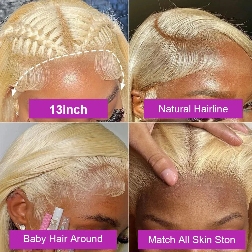 13x6 HD Transparent 613 Blonde Lace Frontal Wigs Brazilian 40 Inch Bone Straight 13x4 Lace Front Wigs Human Hair For Women 250%