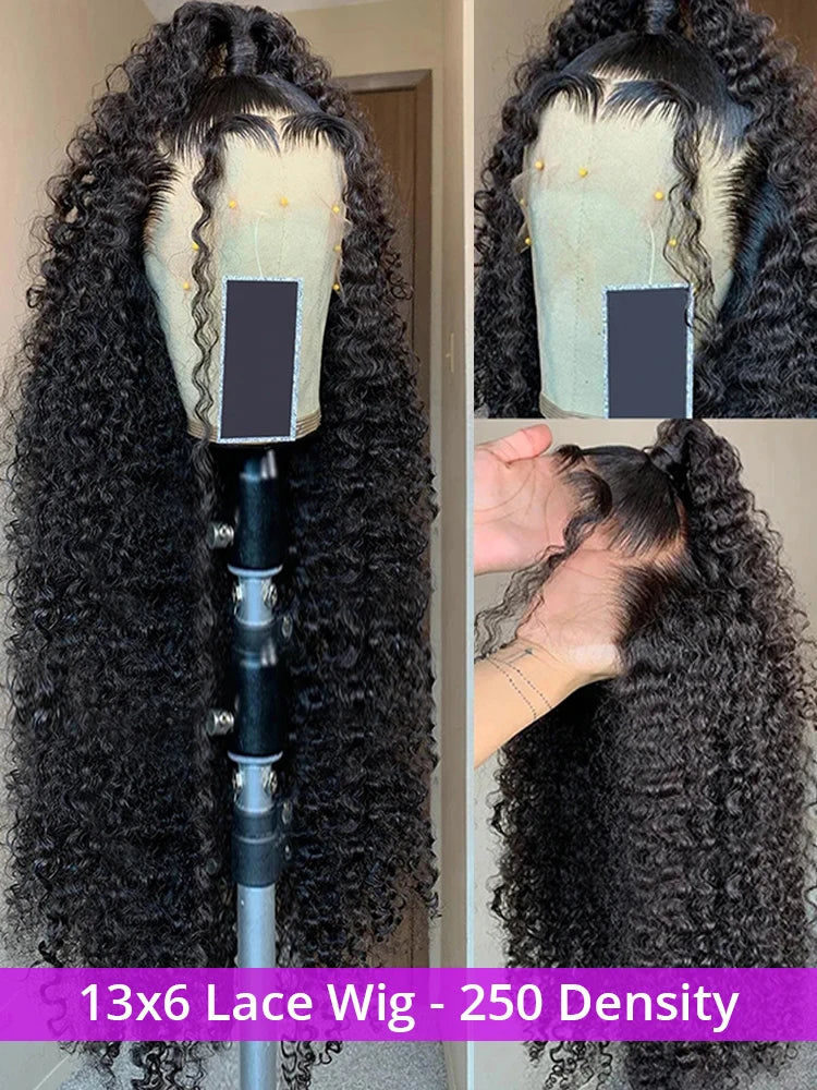 High 250% Density 46 50 52 Inch Deep Wave 13x6 13x4 HD Lace Front Wigs Curly Water Wave 360 Full Lace Frontal Wig Human Hair