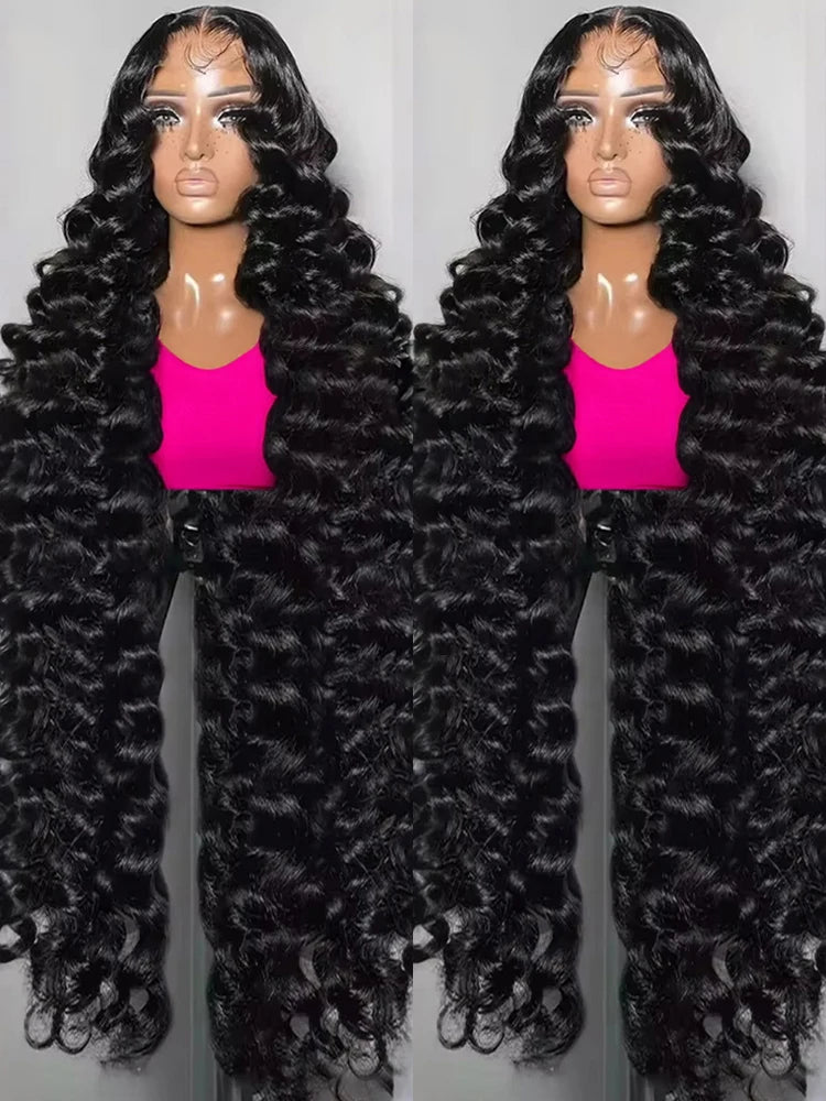40Inch Loose Deep Wave 13x4 13x6 HD Lace Frontal Wig Brazilian Nature Water Wave 360 Full Lace Front Human Hair Wig 250 Density