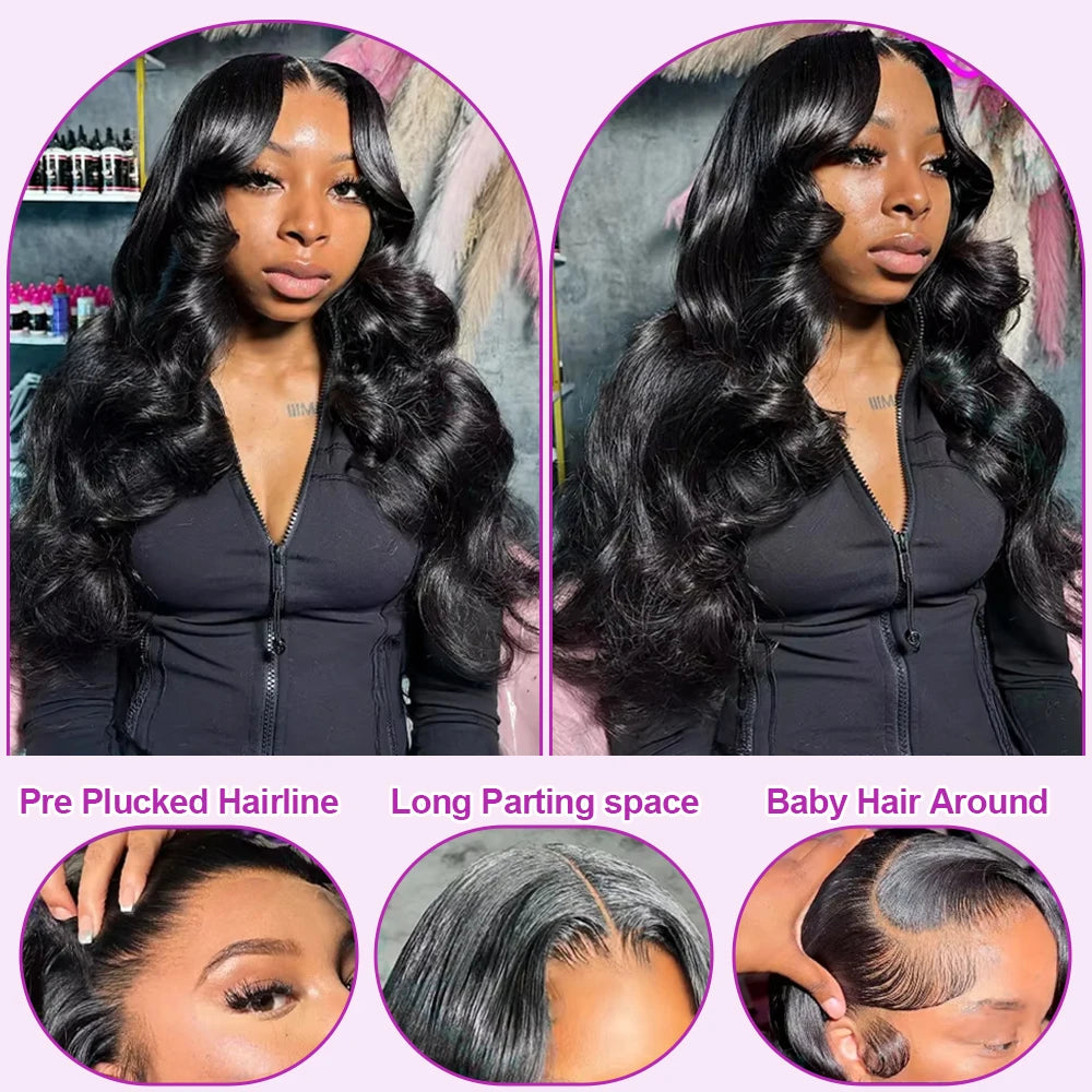 40 Inch Body Wave 13x6 360 Lace Front Human Hair Wigs Brazilian Water Wavy 300% Density Water Wavy HD Lace Frontal Wig For Women