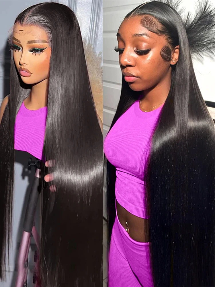 40 46 Inch Bone Straight 13x4 13x6 HD Transparent Lace Frontal Human Hair Wigs Brazilian 7x5 Glueless Wigs For Women 250 Density