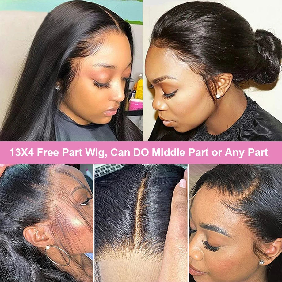Straight 13x6 HD Transparent Lace Front Human Hair Wigs