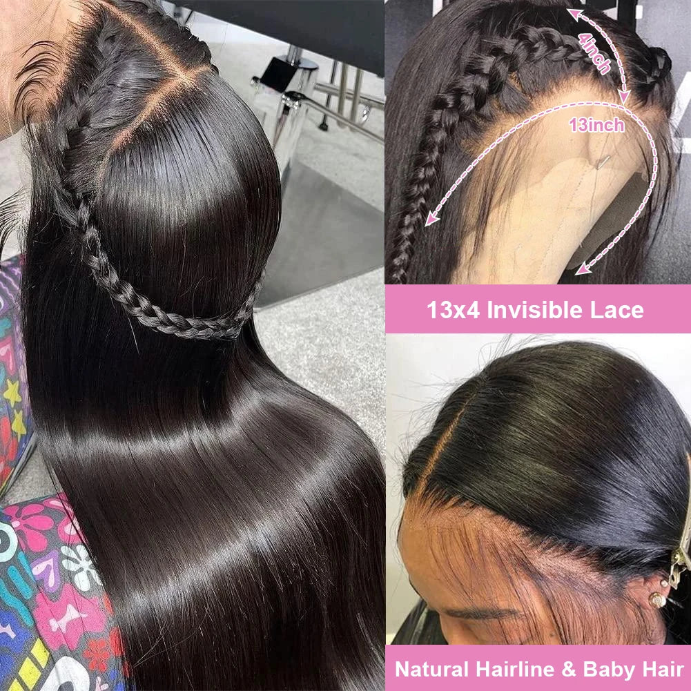 Straight 13x6 HD Transparent Lace Front Human Hair Wigs