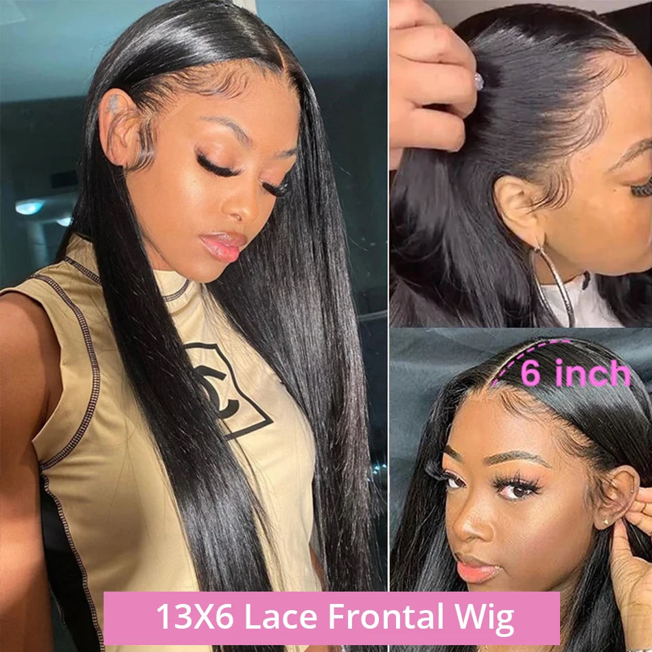 40 46 Inch Bone Straight 13x4 13x6 HD Transparent Lace Frontal Human Hair Wigs Brazilian 7x5 Glueless Wigs For Women 250 Density