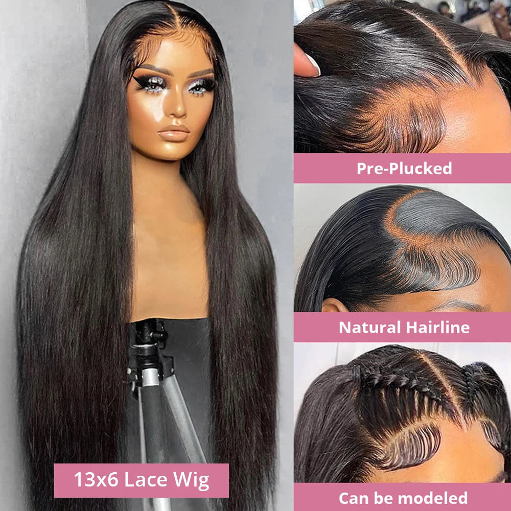 Straight 13x6 HD Transparent Lace Front Human Hair Wigs