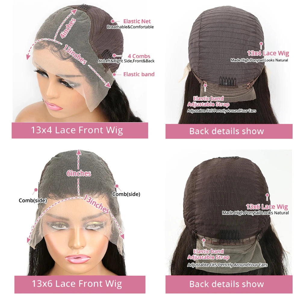 Straight 13x6 HD Transparent Lace Front Human Hair Wigs