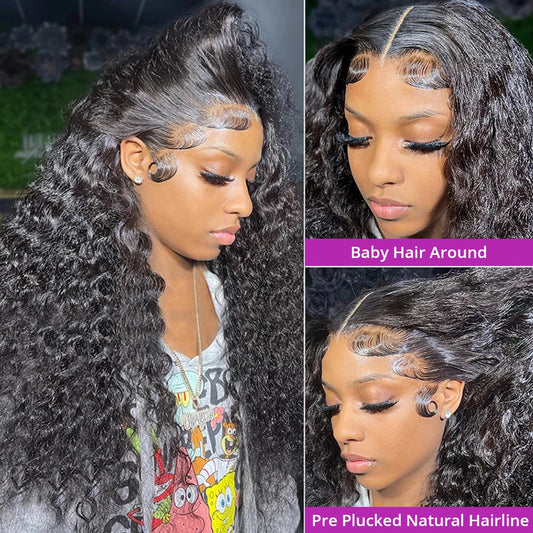Deep Wave Hd Lace Front Human Hair Wig 250% Density
