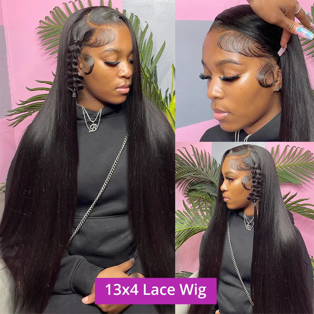300 Density 13x6 HD Bone Straight Lace Front Wigs Human Hair Brazilian 40 46Inch 13x4 360 Lace Frontal Human Hair Wigs For Women