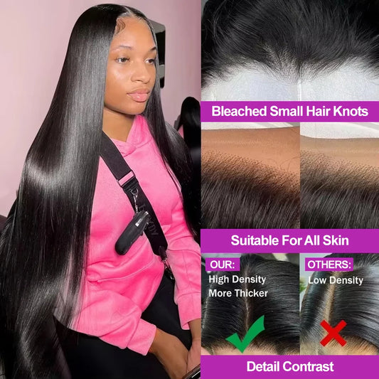 300 Density 13x6 HD Bone Straight Lace Front Wigs Human Hair Brazilian 40 46Inch 13x4 360 Lace Frontal Human Hair Wigs For Women