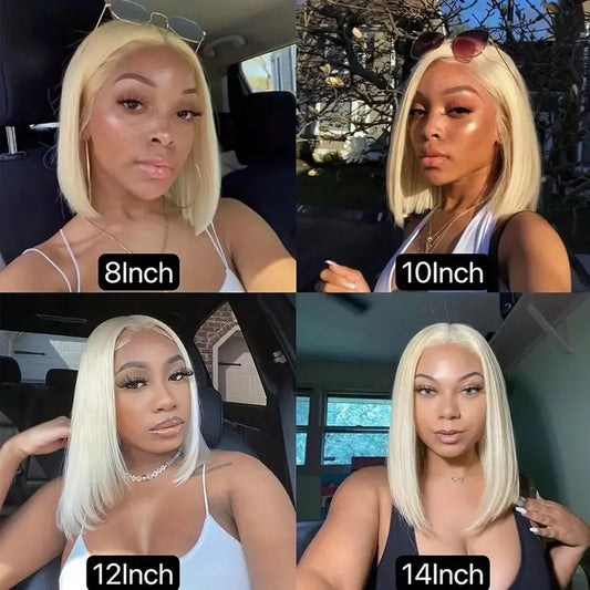 613 Blonde Bob Wig Human Hair 13x4 Lace Front Wigs Human Hair Pre Plucked Transparent Lace 180% Density Lace Frontal Wig Bob Wig