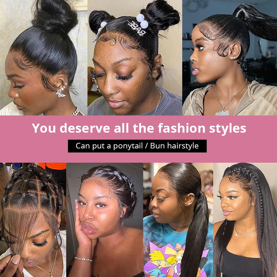 Straight 13x6 HD Transparent Lace Front Human Hair Wigs