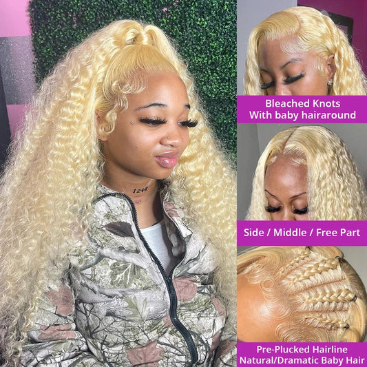 613 Honey Blonde 13x6 Deep Wave Lace Front