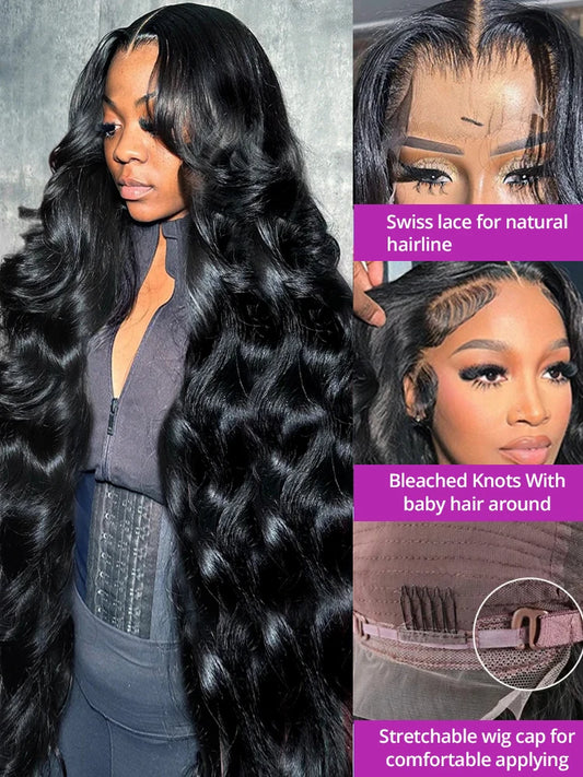 Body Wave 13x6 Hd Lace Frontal Wig 250 Density Human Hair Wig 40 46 50 Inch Loose Water Wave Lace Front Wig Preplucked For Women