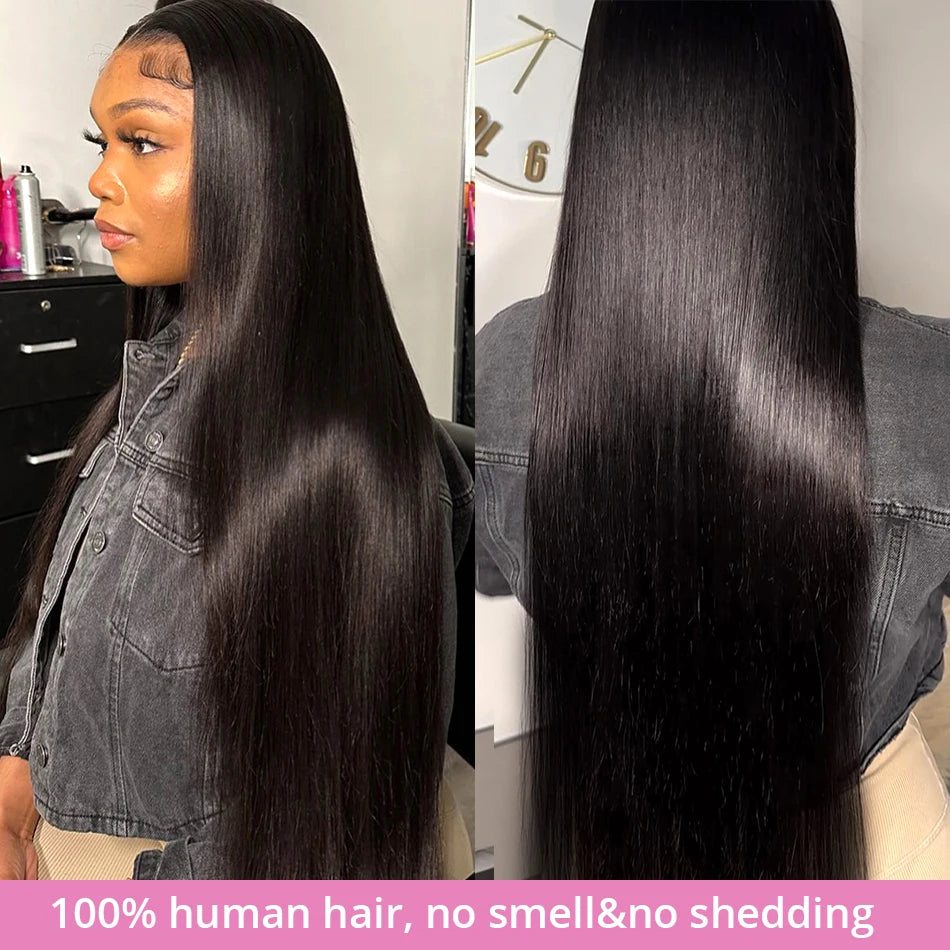 Straight 13x6 HD Transparent Lace Front Human Hair Wigs