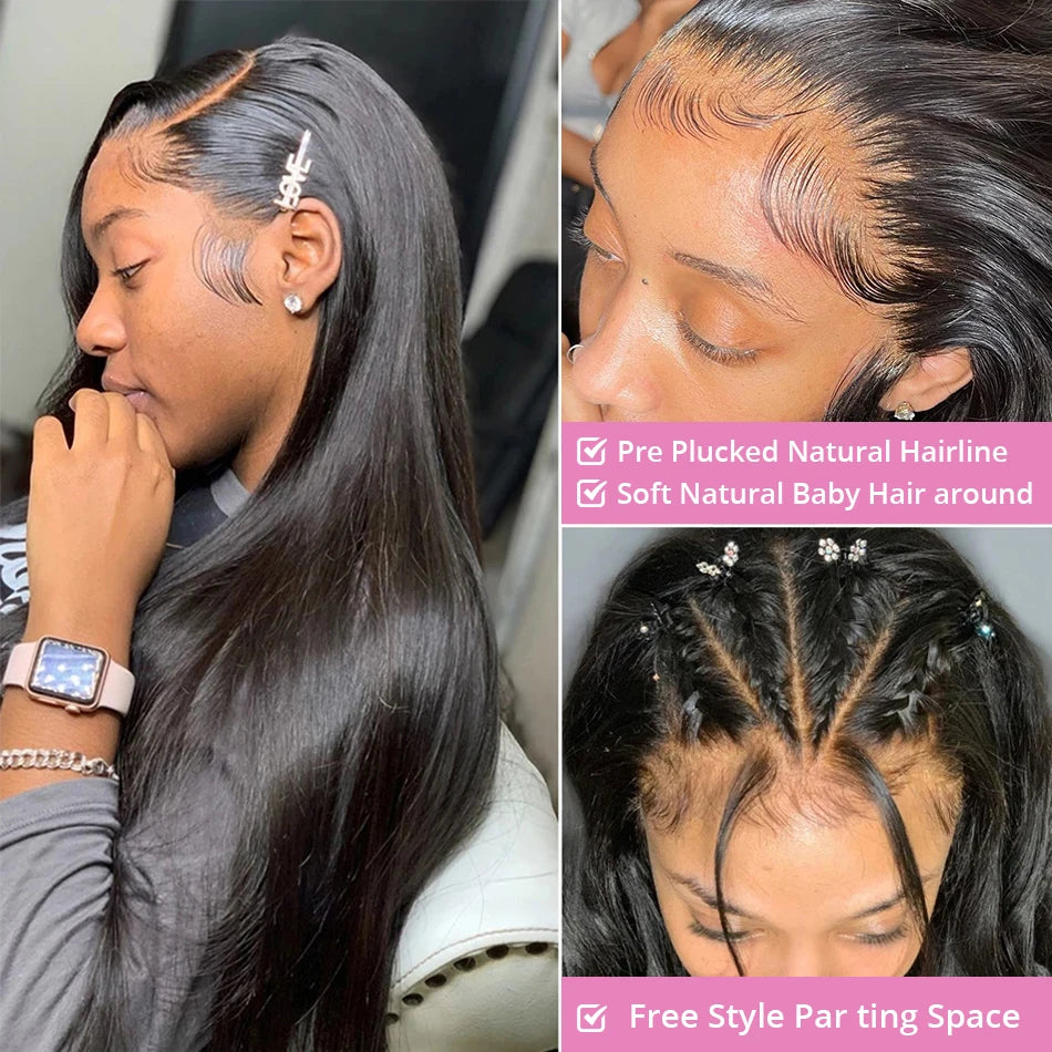 Straight 13x6 HD Transparent Lace Front Human Hair Wigs