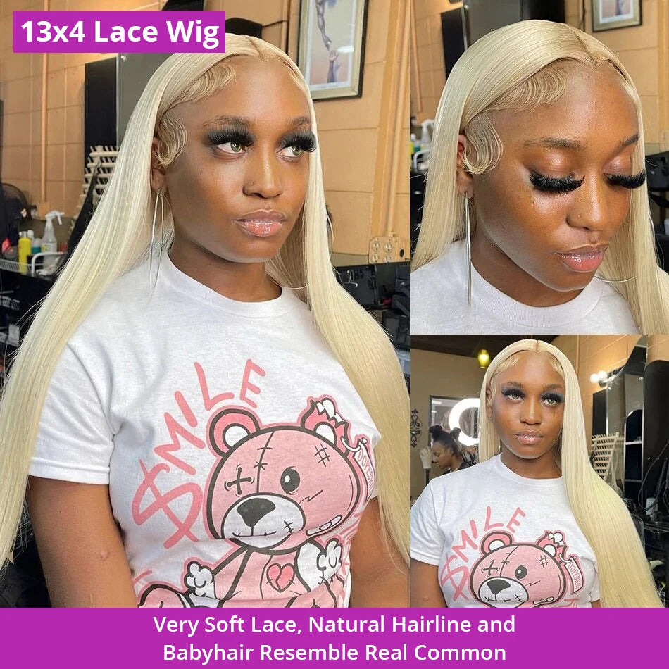 HD Transparent 613 Blonde Straight 200 Density 13x4 13x6 Lace Front Human Hair Wigs For Women Brazilian Full Lace Frontal Wig