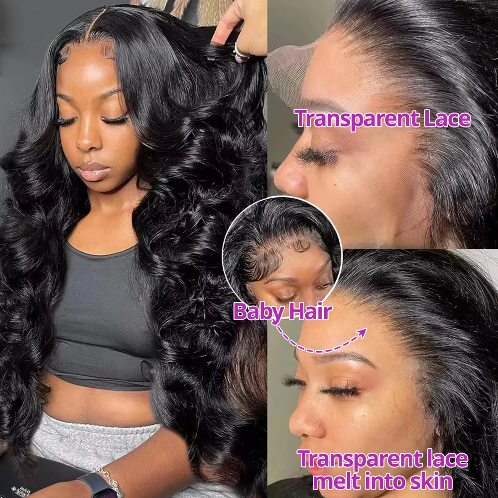 40 Inch Body Wave 13x6 360 Lace Front Human Hair Wigs Brazilian Water Wavy 300% Density Water Wavy HD Lace Frontal Wig For Women