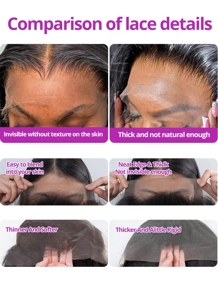 40 46 Inch Bone Straight 13x4 13x6 HD Transparent Lace Frontal Human Hair Wigs Brazilian 7x5 Glueless Wigs For Women 250 Density