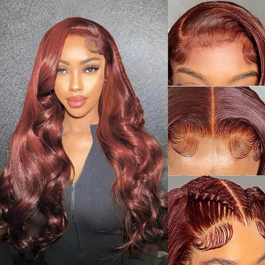 13x4 Reddish Brown Body Wave Lace Frontal Human Hair Wig 13x6 Hd Lace Frontal Wigs Human Hair Wigs Pre Plucked 5x5 Closure Wig