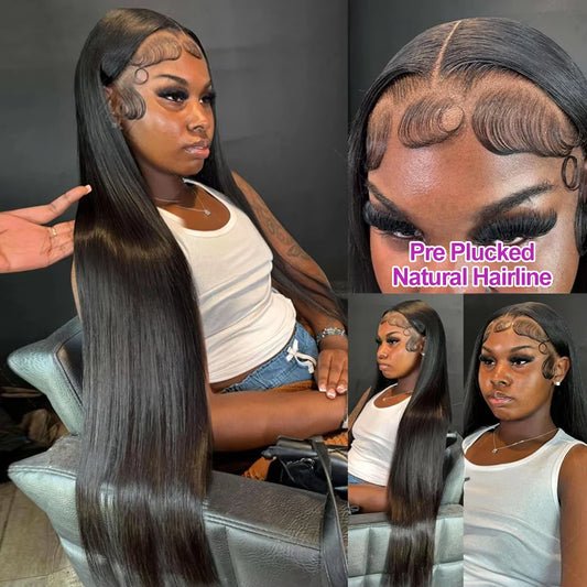 40 46 Inch 13x4 HD Lace Front Wig Brazilian Bone Straight Human Hair Wig For Women 300 Density 13x6 Transparent Lace Frontal Wig